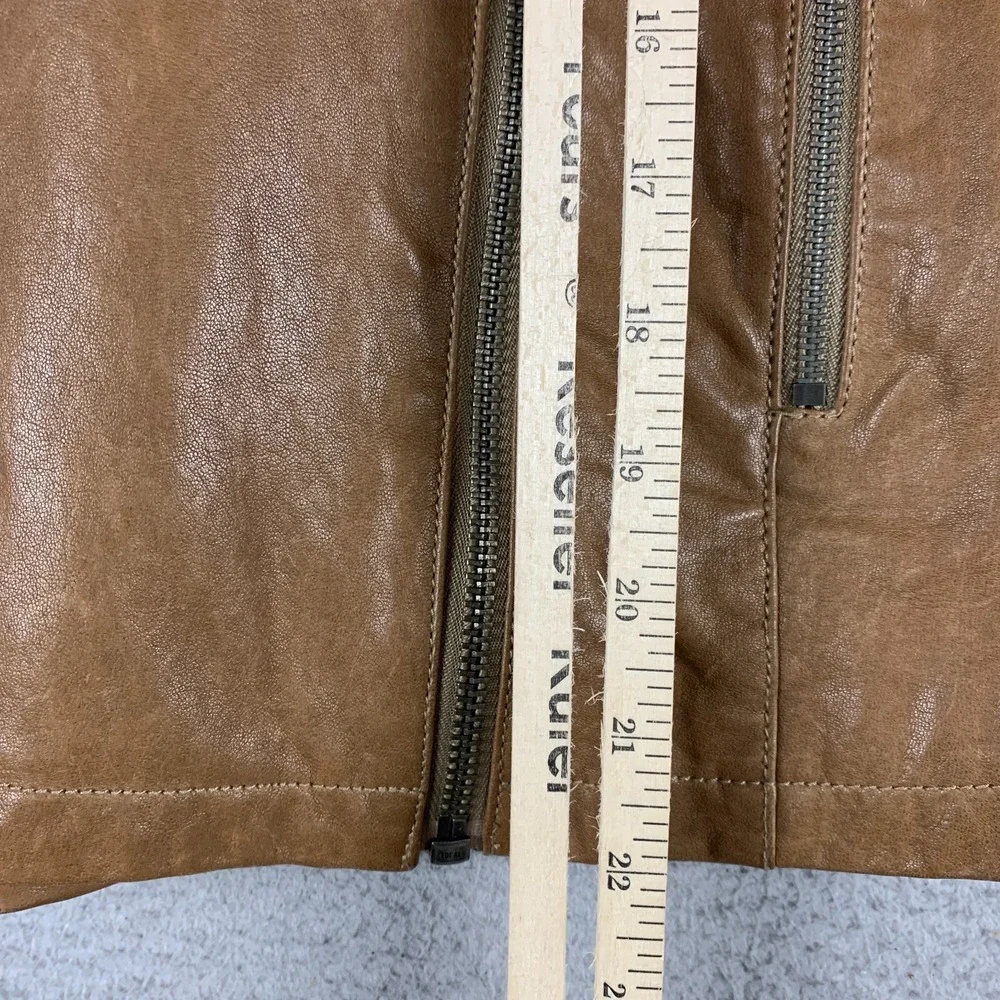 June Moto Jacket Women Small‎ Leather Brown Anthropologie